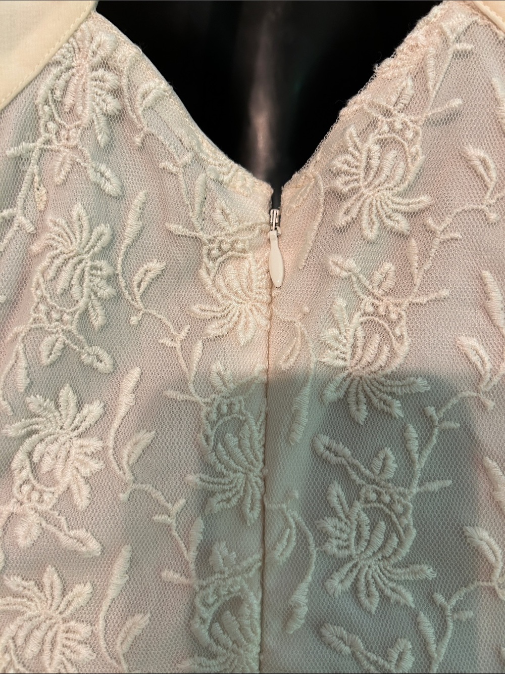 American Eagle Outfitters Lace Overlay Mini Dress in Cream, Zip, Straps Size 6 - Picture 5 of 6